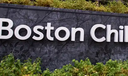 An exterior shot of the Boston Children's Hospital sign