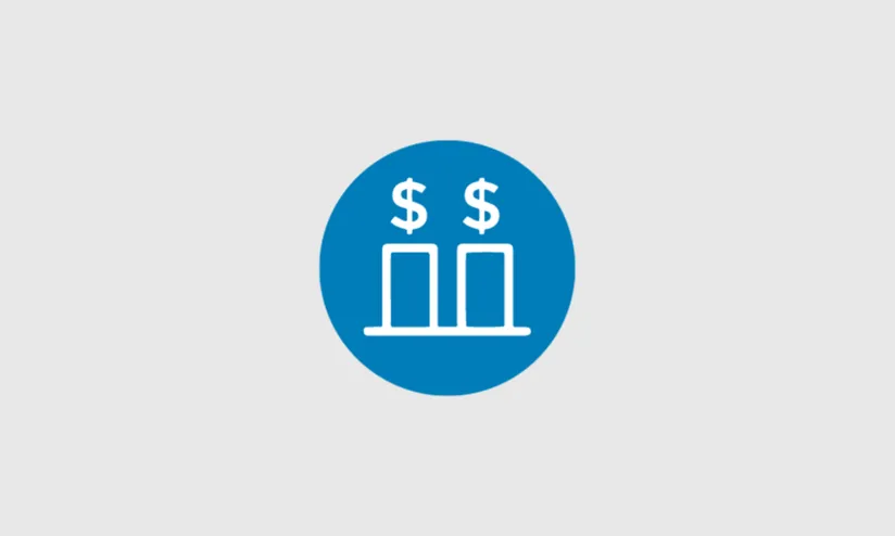 illustration of two bar charts at equal height with dollar signs on top