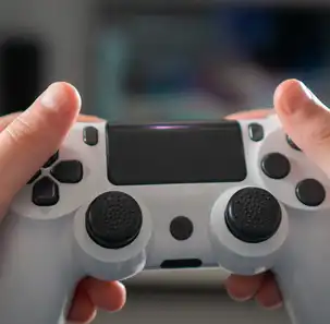 A closeup of two hands holding a video game controller