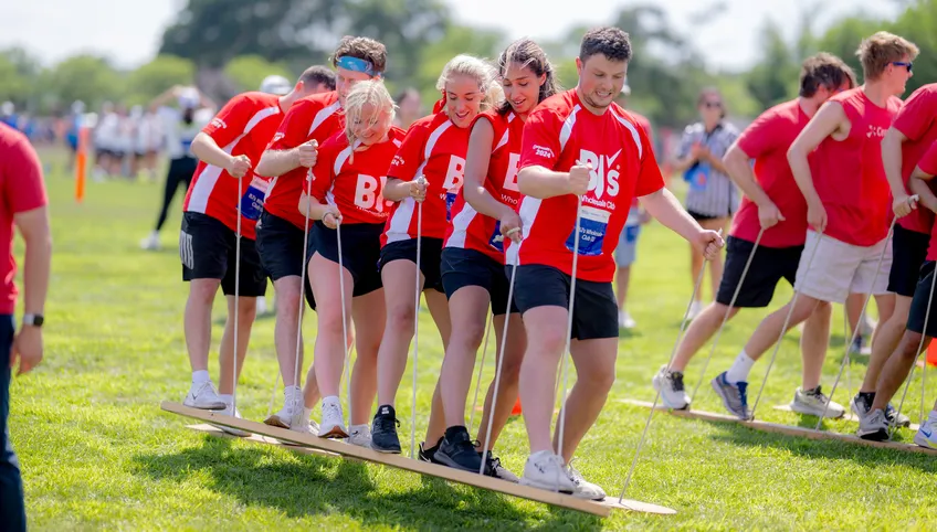 Corporate Cup event participants compete in an event