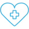 An illustrated icon of a medical cross inside a heart