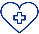 An icon illustration of a medical cross inside a heart