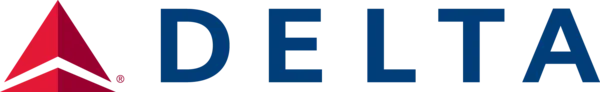 A red triangle bisected by a white, angle line next to the text Delta